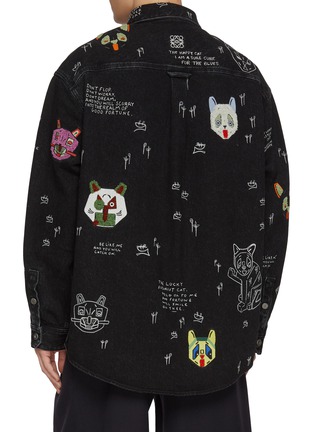Back View - Click To Enlarge - LOEWE - X Louis Wain Dark Wash Cat Print Cotton Denim Overshirt