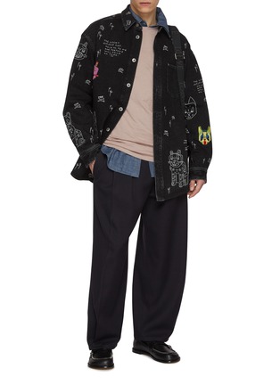 Figure View - Click To Enlarge - LOEWE - X Louis Wain Dark Wash Cat Print Cotton Denim Overshirt
