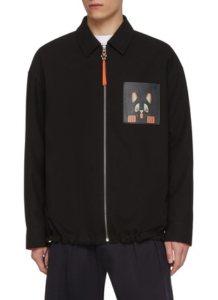 Main View - Click To Enlarge - LOEWE - X Louis Wain Cat Face Leather Pocket Cotton Gabardine Overshirt