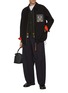 Figure View - Click To Enlarge - LOEWE - X Louis Wain Cat Face Leather Pocket Cotton Gabardine Overshirt