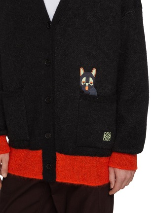  - LOEWE - X Louis Wain Cat Embroidery Contrast Hem Wool Blend Cardigan