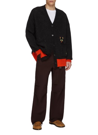 Figure View - Click To Enlarge - LOEWE - X Louis Wain Cat Embroidery Contrast Hem Wool Blend Cardigan