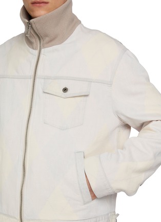  - LOEWE - Argyle Jaquard Zip Up Denim Jacket