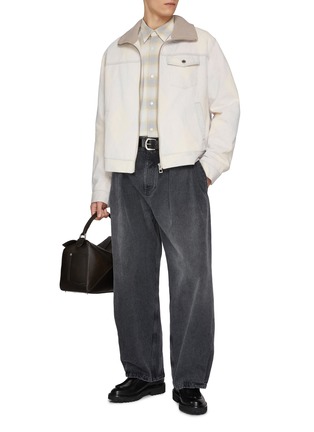 Figure View - Click To Enlarge - LOEWE - Argyle Jaquard Zip Up Denim Jacket