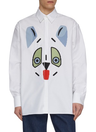 Main View - Click To Enlarge - LOEWE - X Louis Wain Large Cat Face Print Cotton Oxford Shirt