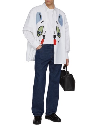 Figure View - Click To Enlarge - LOEWE - X Louis Wain Large Cat Face Print Cotton Oxford Shirt