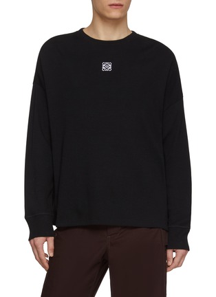 Main View - Click To Enlarge - LOEWE - Oversized Long Sleeve Anagram Embroidery Cotton Top