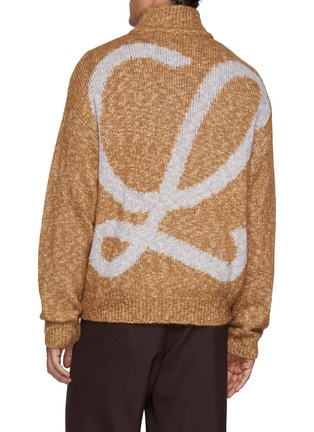 Back View - Click To Enlarge - LOEWE - Back L Intarsia Zip Up Cardigan