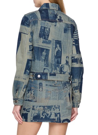 Back View - Click To Enlarge - JEAN PAUL GAULTIER - Newspaper Print Point Collar Cotton Denim Jacket