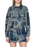 JEAN PAUL GAULTIER Newspaper Print Point Collar Cotton Denim Jacket