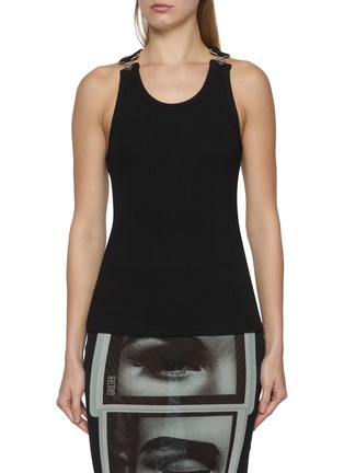 Main View - Click To Enlarge - JEAN PAUL GAULTIER - Overall Buckle Ribbed Cotton Tank Top