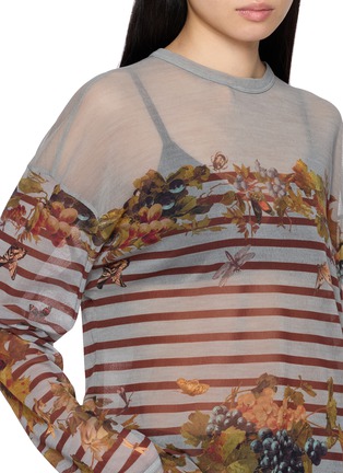  - JEAN PAUL GAULTIER - Oversized Long Sleeve Marinière Grape Print Mesh Top