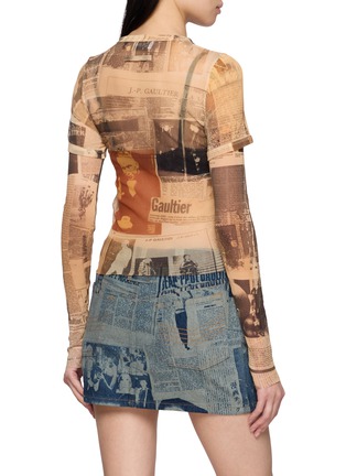 Back View - Click To Enlarge - JEAN PAUL GAULTIER - Double Sleeve Journal Print Mesh Top