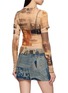 Back View - Click To Enlarge - JEAN PAUL GAULTIER - Double Sleeve Journal Print Mesh Top