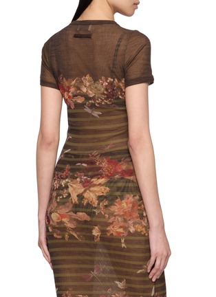 Back View - Click To Enlarge - JEAN PAUL GAULTIER - Marinière Grape Print Sheer Mesh T-Shirt