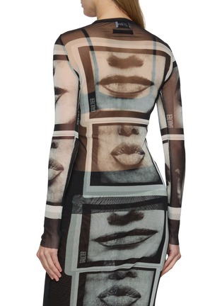 Back View - Click To Enlarge - JEAN PAUL GAULTIER - Re-Edition Eyes Lips Print Tulle Top