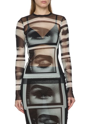 Main View - Click To Enlarge - JEAN PAUL GAULTIER - Re-Edition Eyes Lips Print Tulle Top