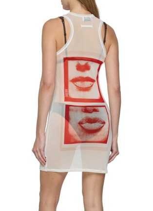 Back View - Click To Enlarge - JEAN PAUL GAULTIER - Re-Edition Eyes Lips Print Meshed Dress