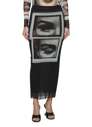 Main View - Click To Enlarge - JEAN PAUL GAULTIER - Re-Edition Eyes Lips Print Tulle Skirt