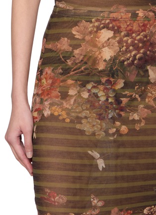  - JEAN PAUL GAULTIER - Marinière Grape Print Sheer Mesh Long Skirt