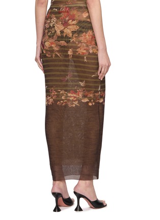 Back View - Click To Enlarge - JEAN PAUL GAULTIER - Marinière Grape Print Sheer Mesh Long Skirt