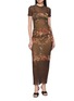 Figure View - Click To Enlarge - JEAN PAUL GAULTIER - Marinière Grape Print Sheer Mesh Long Skirt