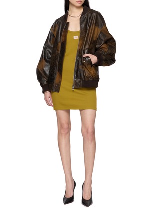 Figure View - Click To Enlarge - JEAN PAUL GAULTIER - Sleeveless Overall Shoulder Buckle Ribbed Cotton Mini Dress