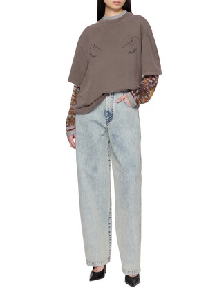 Figure View - Click To Enlarge - JEAN PAUL GAULTIER - Oversized Needles Embroidered Cotton T-Shirt