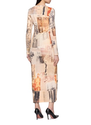 Back View - Click To Enlarge - JEAN PAUL GAULTIER - Journal Print Ribbed Cotton Long Dress