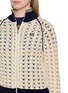  - MIU MIU - Long Sleeve Zip Up Crochet Cotton Knit Cardigan