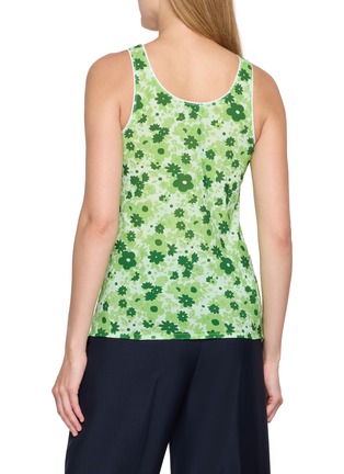 Back View - Click To Enlarge - MIU MIU - Sleeveless Floral Print Logo Patch Top