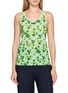MIU MIU Sleeveless Floral Print Logo Patch Top