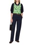 Figure View - Click To Enlarge - MIU MIU - Sleeveless Floral Print Logo Patch Top