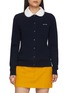 Main View - Click To Enlarge - MIU MIU - Embroidered Logo Round Neck Knit Cardigan