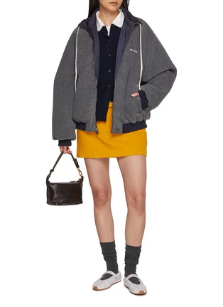 Figure View - Click To Enlarge - MIU MIU - Embroidered Logo Round Neck Knit Cardigan