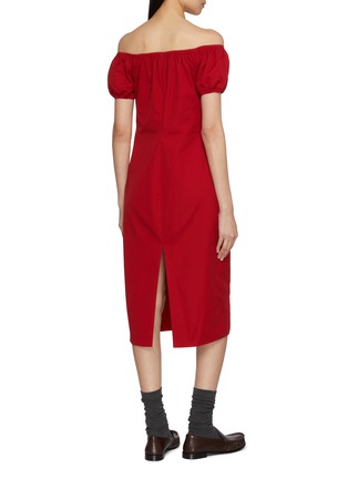 Back View - Click To Enlarge - MIU MIU - Off-Shoulder Puff Midi Dress