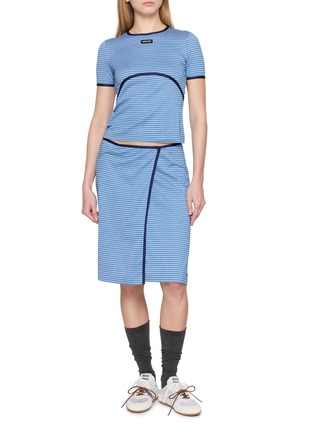 Figure View - Click To Enlarge - MIU MIU - Chequered Contrast Trim Cotton Skirt