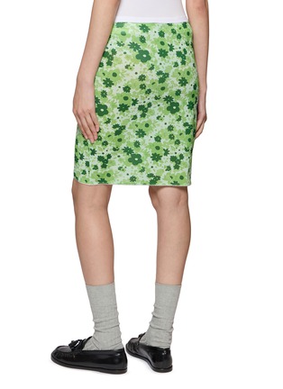 Back View - Click To Enlarge - MIU MIU - Floral Print Knee Length Skirt