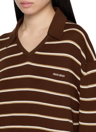  - MIU MIU - V-Neck Striped Cotton Top