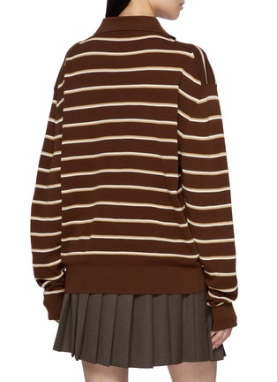 Back View - Click To Enlarge - MIU MIU - V-Neck Striped Cotton Top