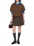 Figure View - Click To Enlarge - MIU MIU - V-Neck Striped Cotton Top