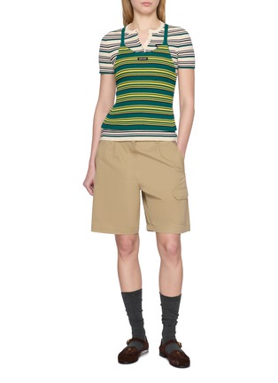 Figure View - Click To Enlarge - MIU MIU - Backless Striped Knit Tank Top