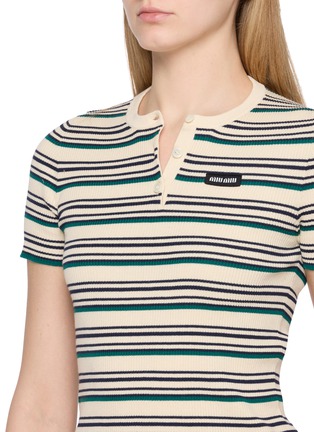  - MIU MIU - Short Sleeve Striped Knit Top