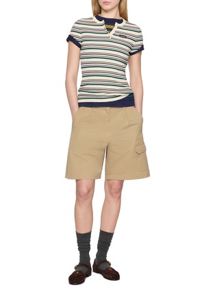 Figure View - Click To Enlarge - MIU MIU - Short Sleeve Striped Knit Top