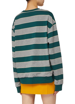Back View - Click To Enlarge - MIU MIU - Striped Crewneck Cotton Jersey Sweatshirt