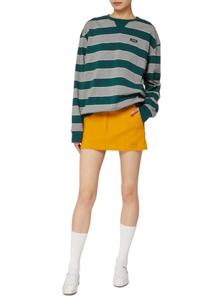 Figure View - Click To Enlarge - MIU MIU - Striped Crewneck Cotton Jersey Sweatshirt