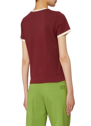 Back View - Click To Enlarge - MIU MIU - Logo Contrast Trim Cotton Jersey T-Shirt