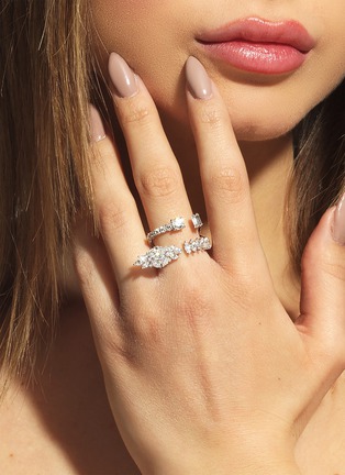 Detail View - Click To Enlarge - YEPREM - 18K White Gold Round Marquise Diamond Twinned Ring