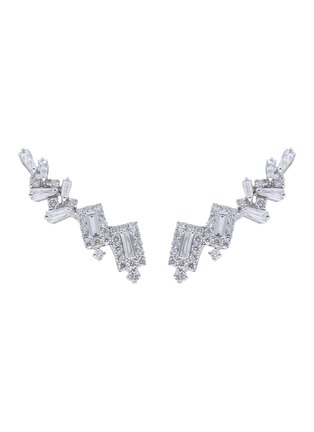 Main View - Click To Enlarge - YEPREM - Y-Not 18K White Gold Diamond Clip Earrings