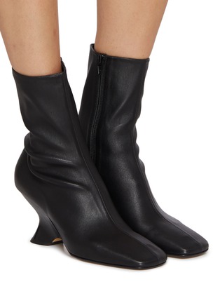 Figure View - Click To Enlarge - DRIES VAN NOTEN - 75 Leather Wedge Boots